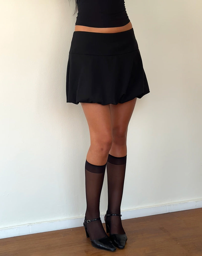 Keshi Puff Ball Mini Skirt in Black