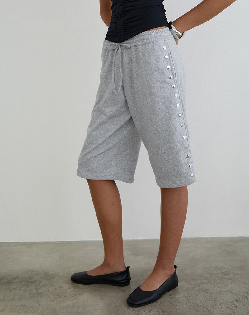 Kether Basketball Studded Short in Grey Marl