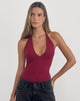 Image of Kitty Deep Plunge Bodysuit in Burgundy
