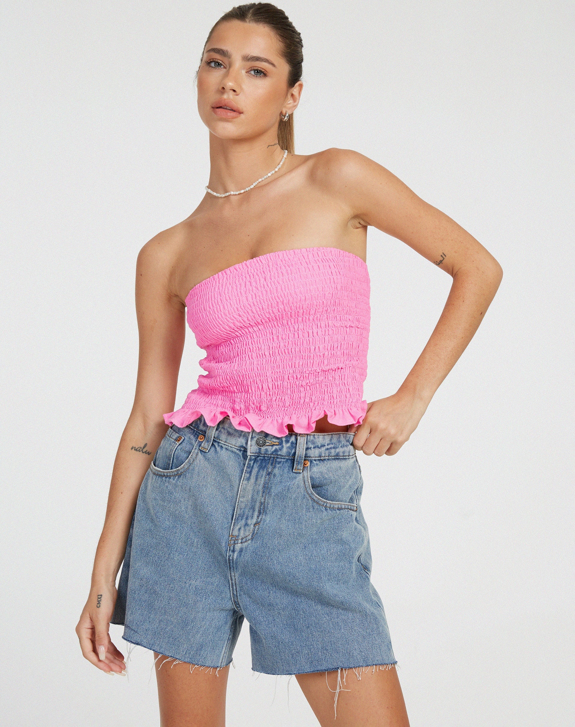 image of Kiyo Bandeau Top in Bubblegum