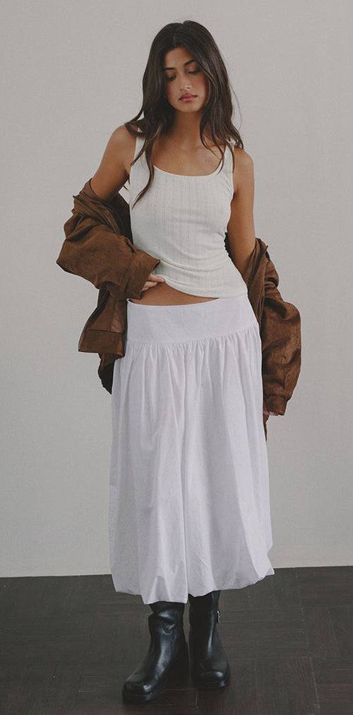 Image of Kiyono Maxi Skirt in Poplin White