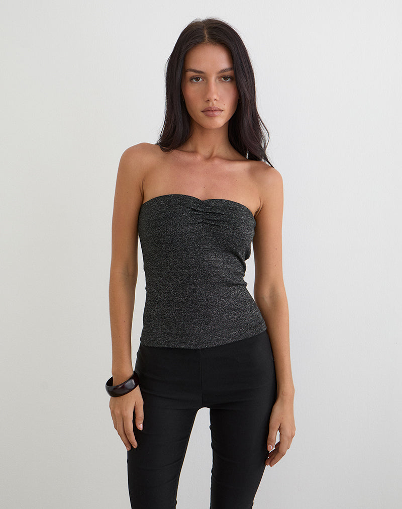 Image of Kolisa Ruched Bust Top in Black