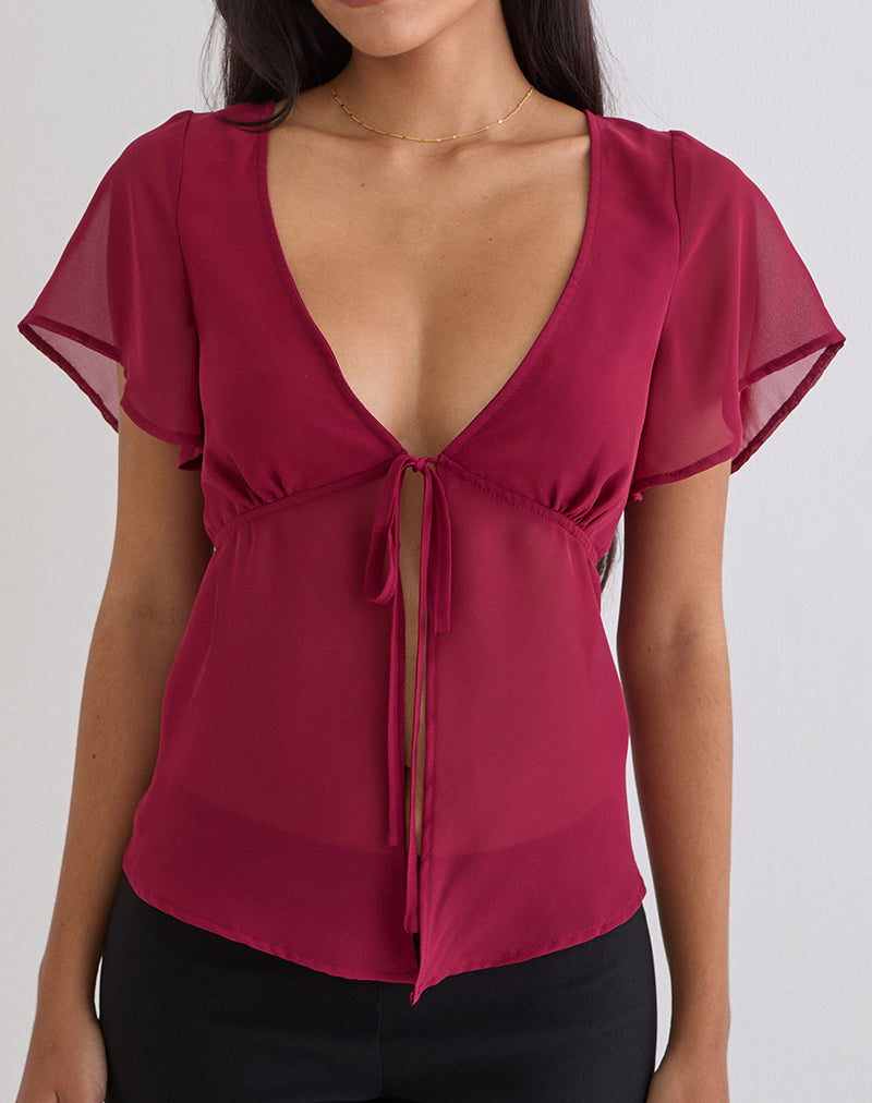 Image of Kota Chiffon Blouse in Burgundy