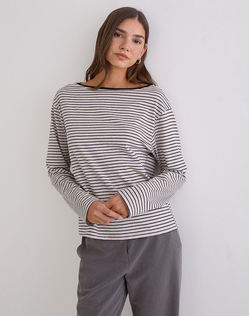 Image of Kumiko Long Sleeve Top in Jersey Grey and Black