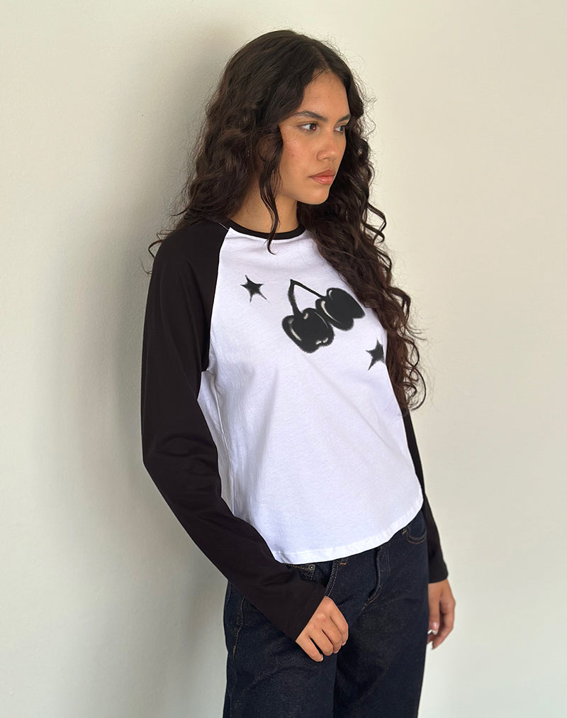 Image of Kyiato Top in White and Black Cherry Print