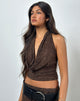 Image of Kylo Halter Top in Jacquard Knit Dark Brown