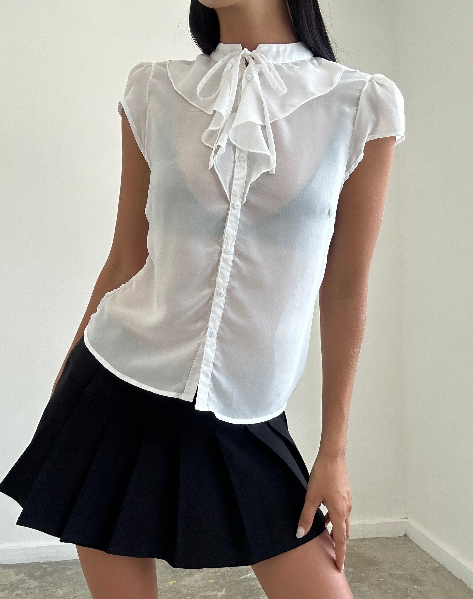 Image of Lada Blouse in White Chiffon