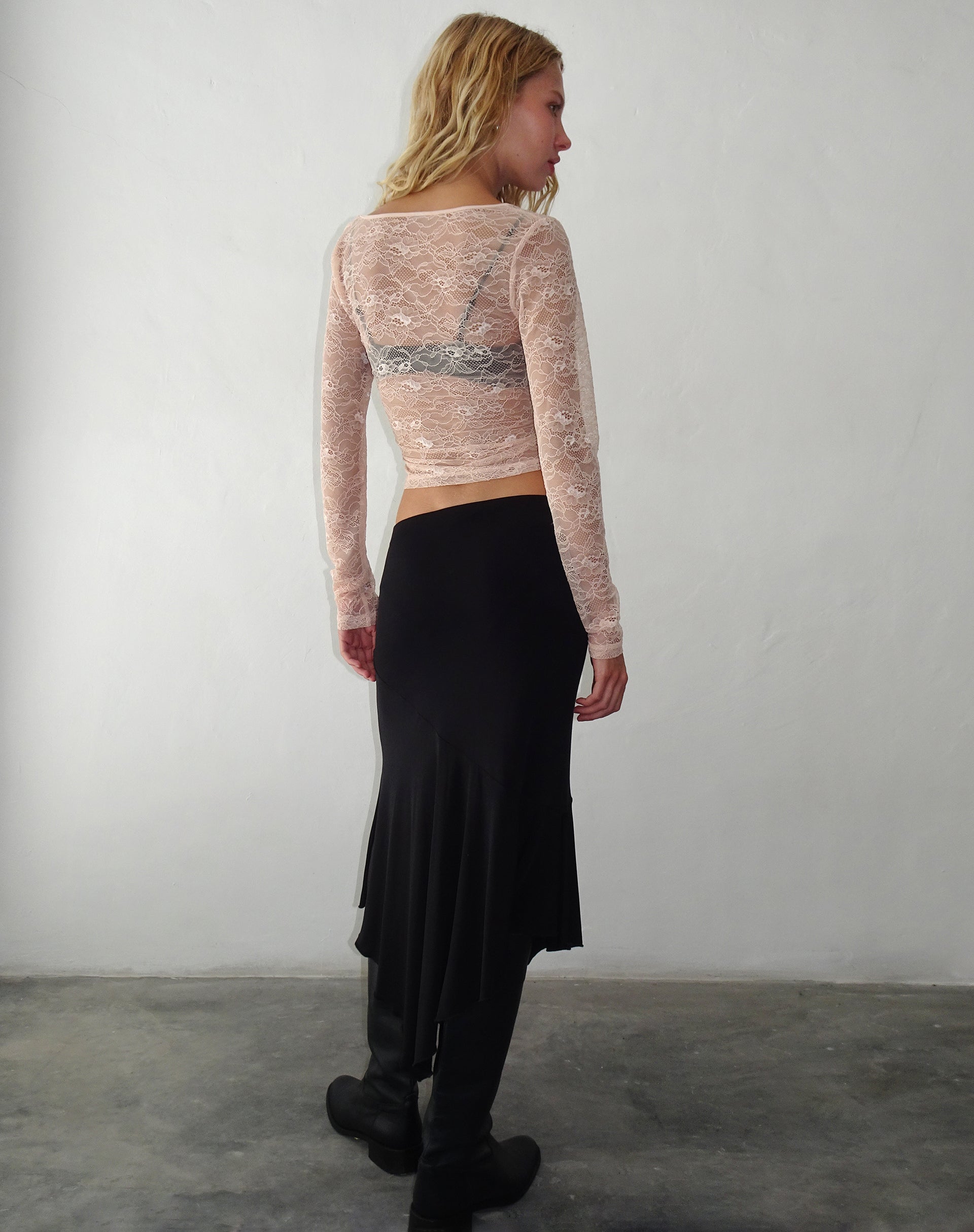 Image of Lainey Long Sleeve Lace Top in Blush
