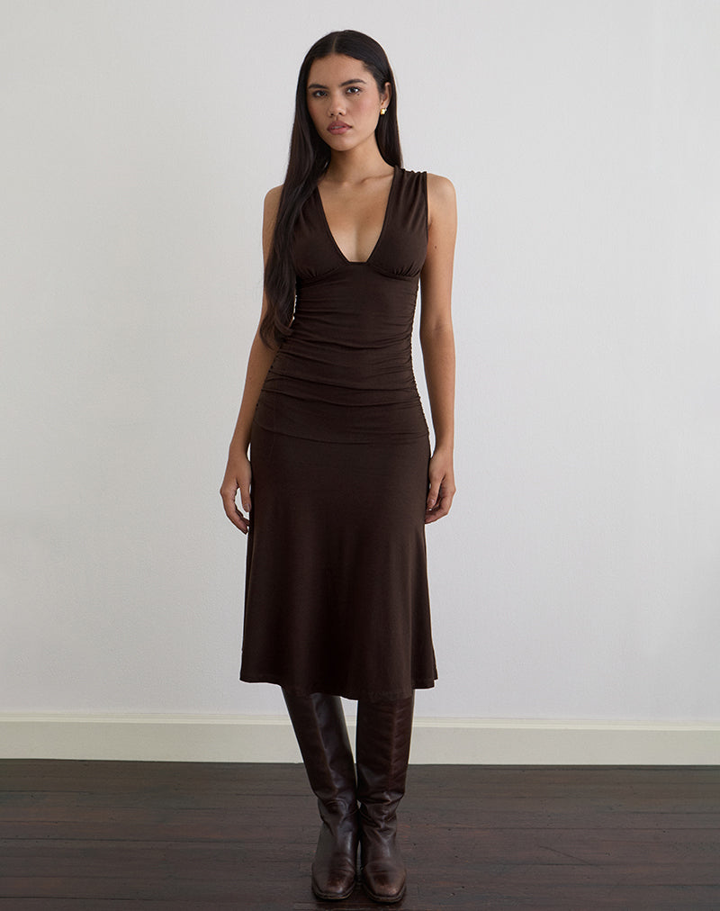 Image of Laluma Midi Dress in Bitter Chocolate