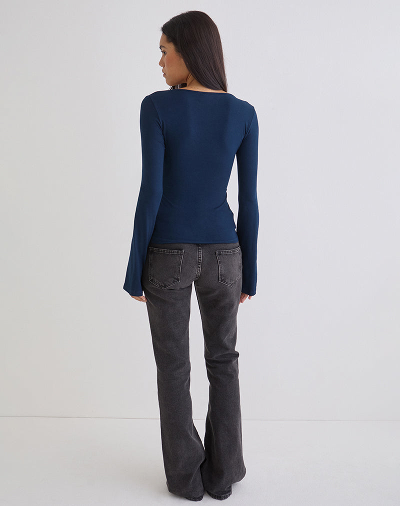 Image of Lamae Wrap Top in Navy