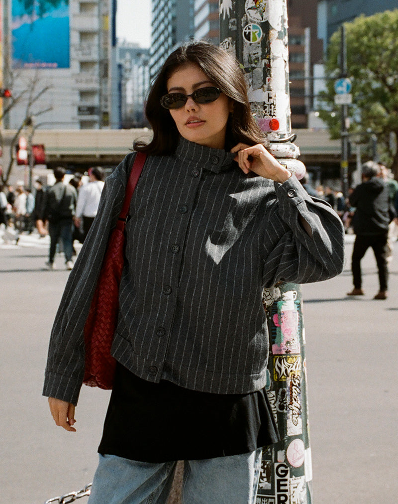 Image of Lastika Jacket in Charcoal Pinstripe
