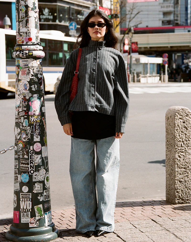 Lastika Jacket in Charcoal Pinstripe