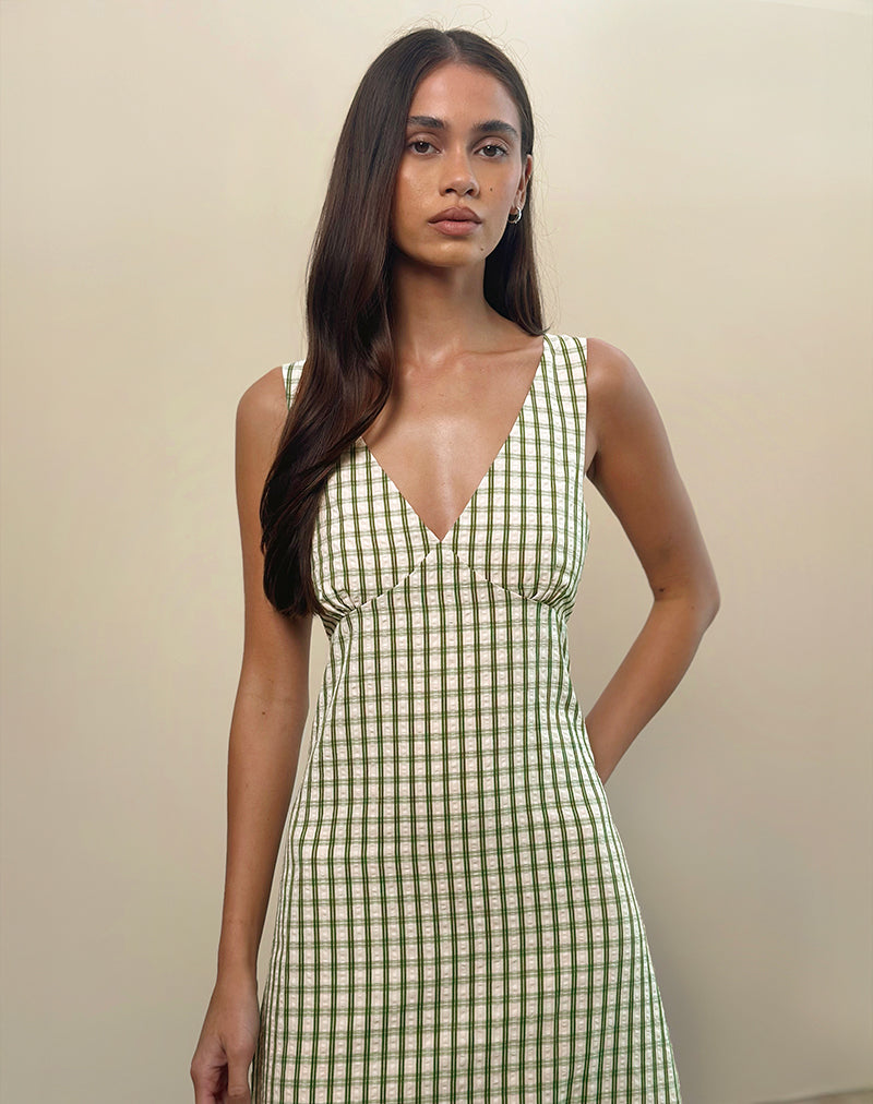 Image of Lavisha Midi Dress in Green Check