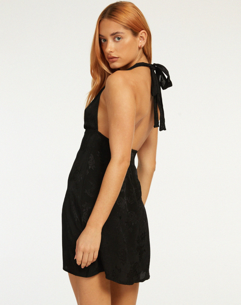 Leana Mini Dress in Satin Rose Black