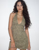Image of Leana Mini Halterneck Dress in Tan Croc Print