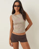 Image of Leen Tank Top in Khaki Hibiscus Doodle Pink