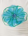 Ivory with Painted Flower Blue