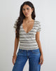 Image of Lenice Top in Cream and Brown Striped Knit