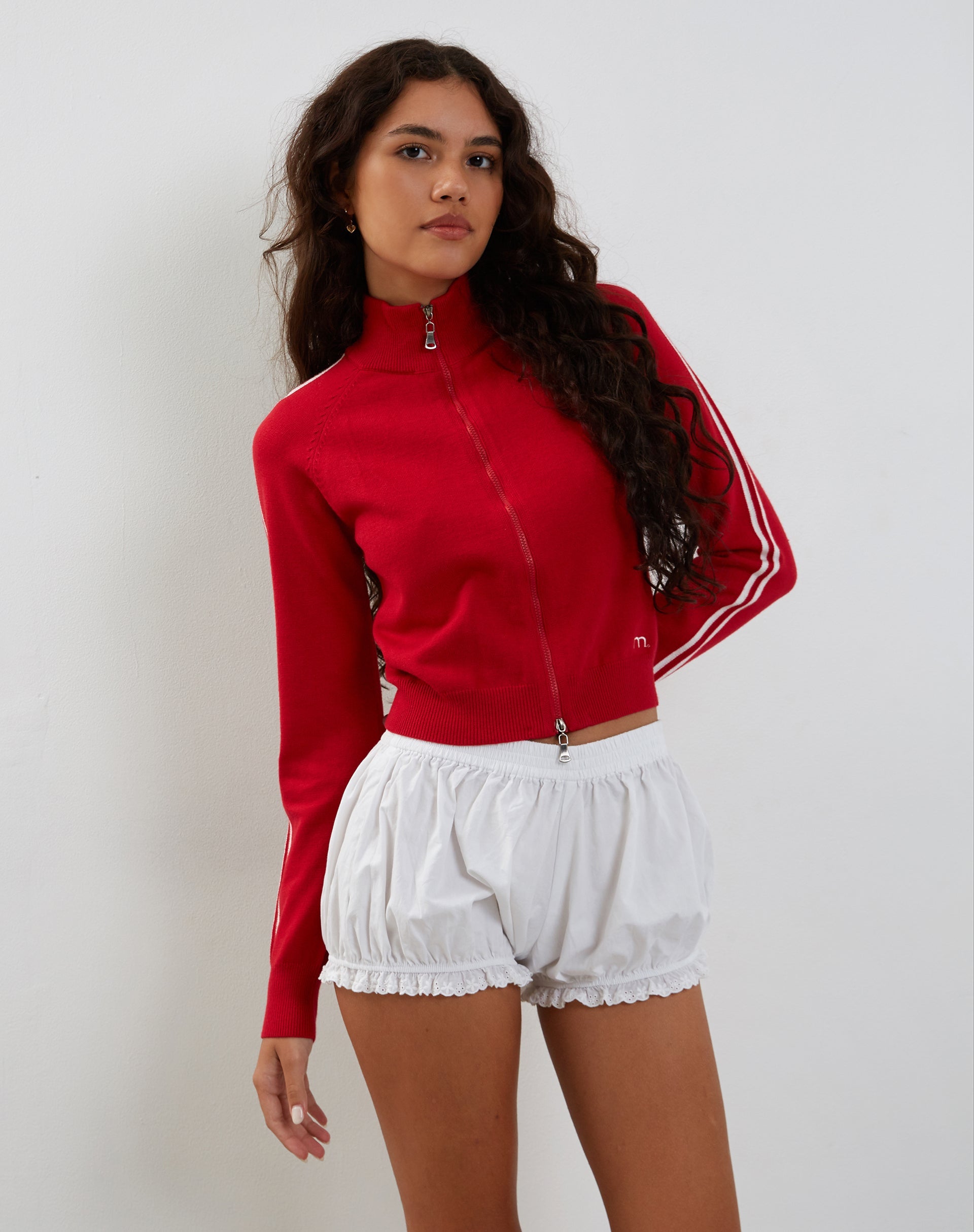 Red jacket hot sale white stripes