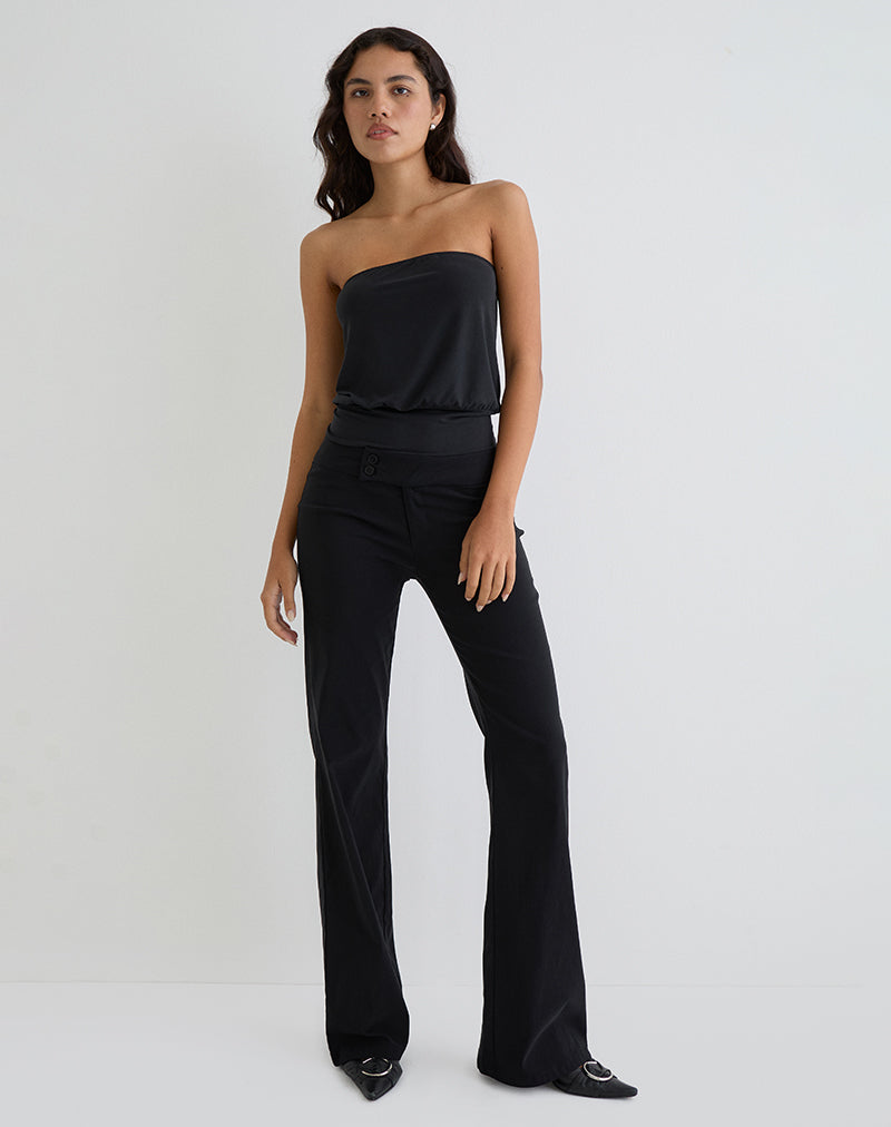 Image of Leocadia Bandeau Top in Cupro Black