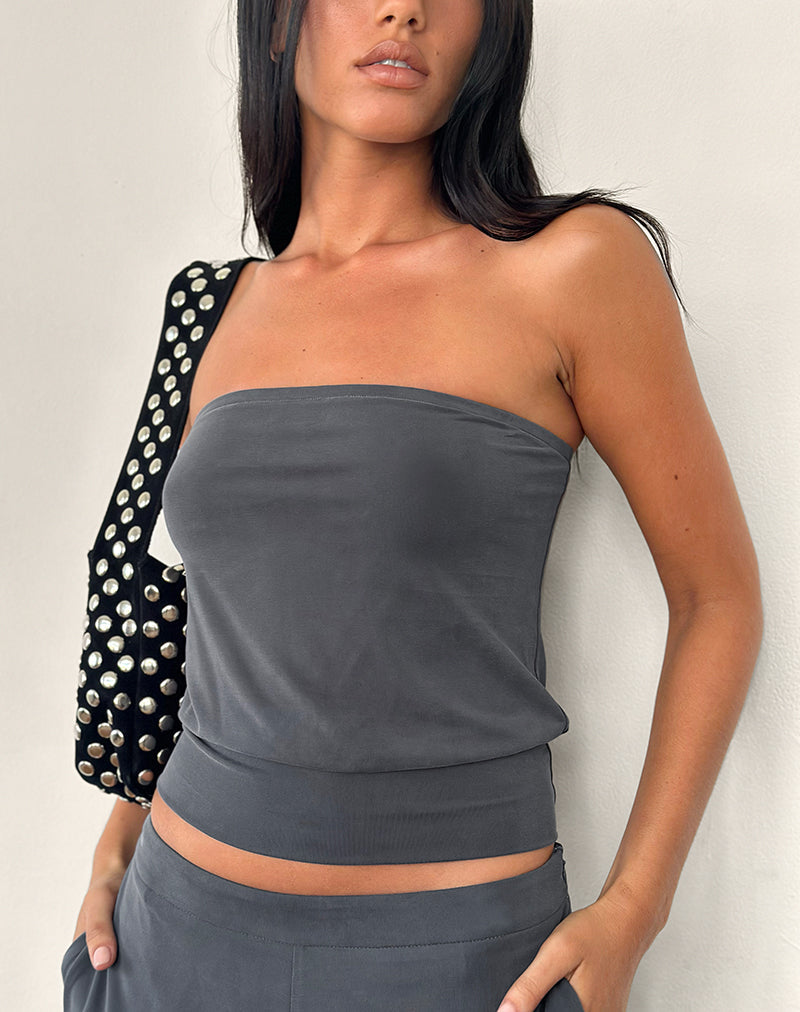 Image of Leocadia Bandeau Top in Dark Grey