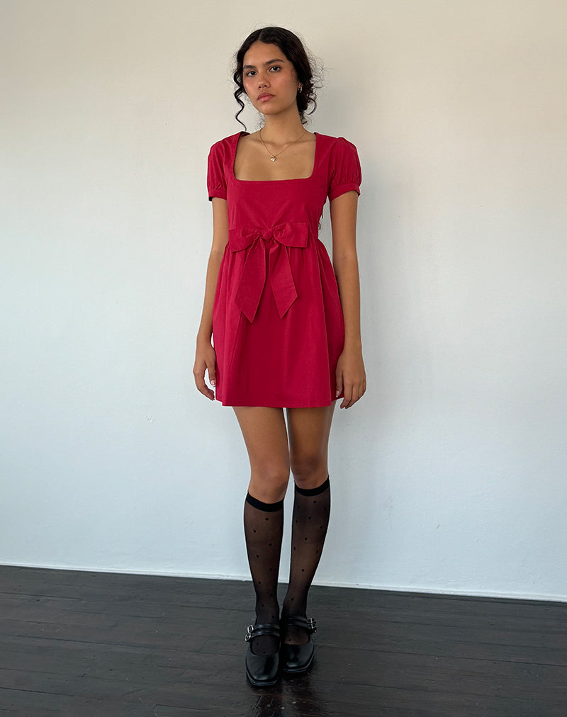 Image of Leshiana Mini Dress in Poplin Adrenaline Red