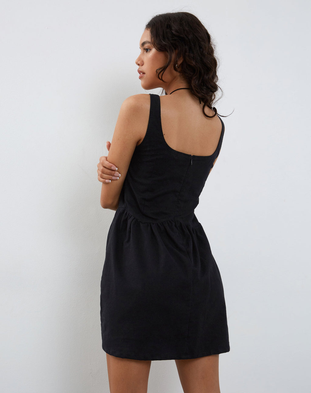 Leshiel Mini Dress in Black Poplin