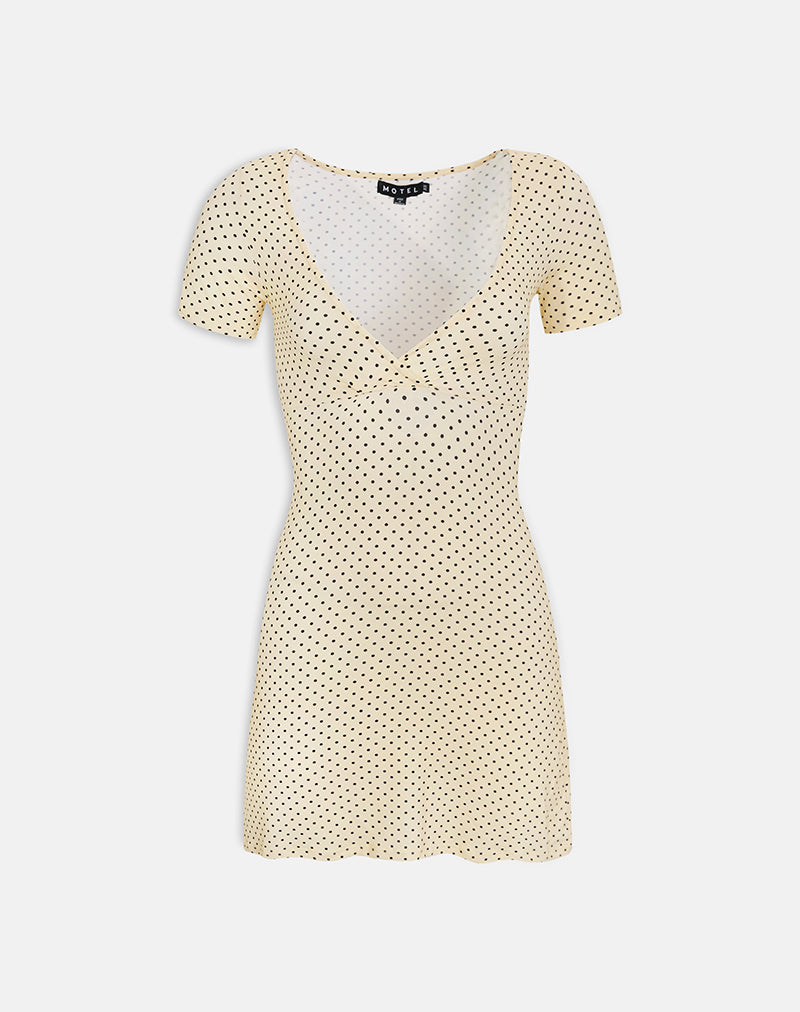 Image of Letiria Mini Dress in Micro Polka Bitter Yellow