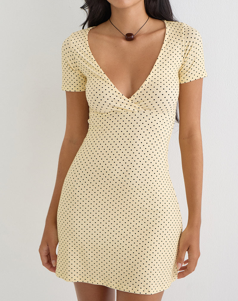 Image of Letiria Mini Dress in Micro Polka Bitter Yellow