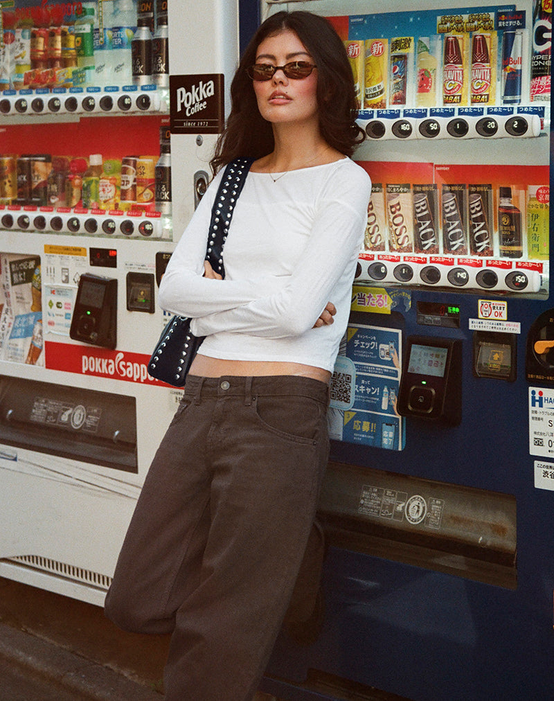 Levon Long Sleeve Top in Jersey Off White