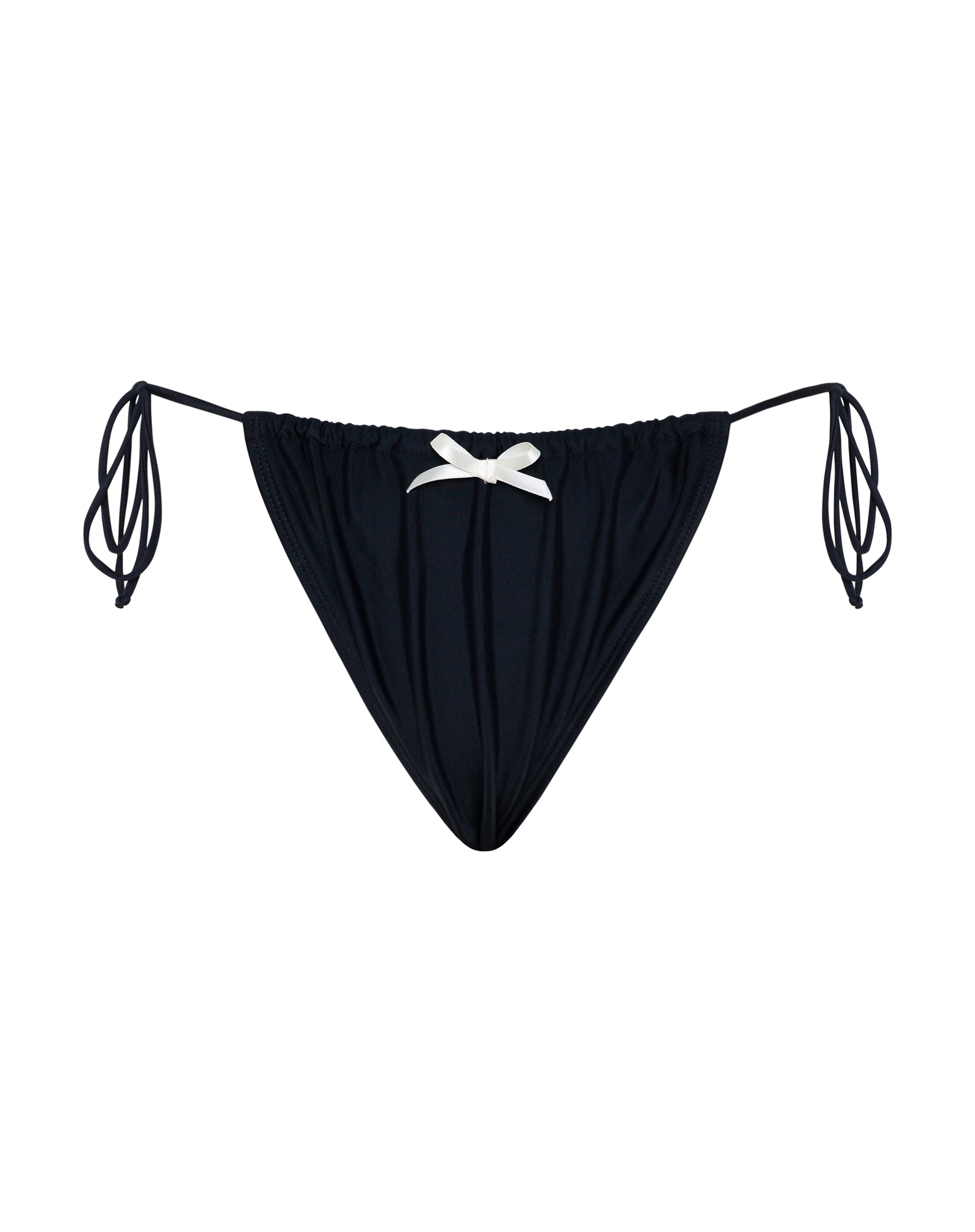 Image of Leyna Bikini Bottom in Black with Ivory Bow