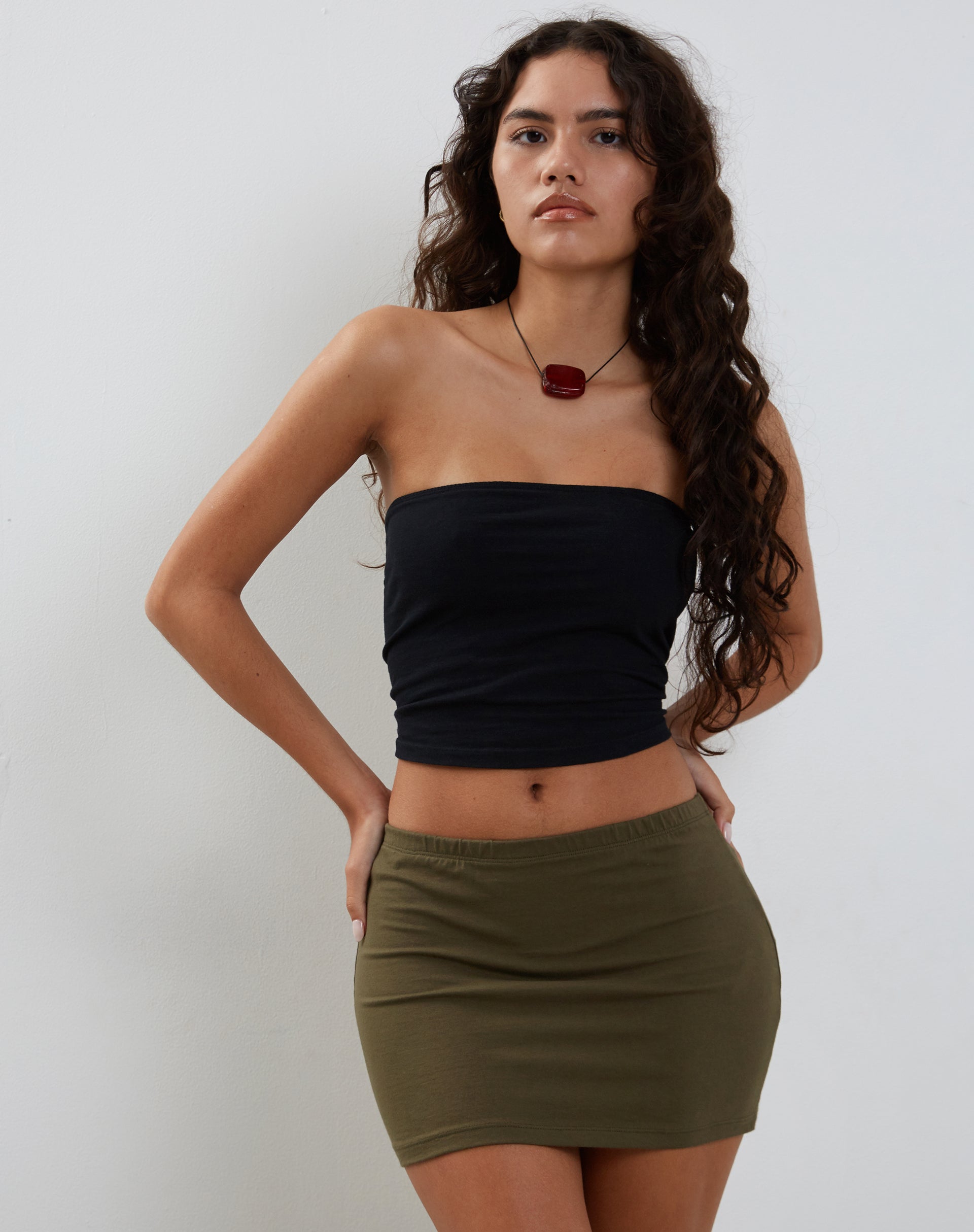 Image of Lidya Mini Skirt in Khaki Lycra