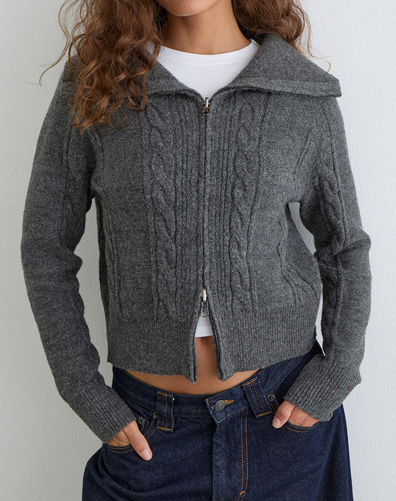 Lilena Zip Jumper in Knit Dark Shadow