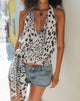 Image of Lilita Halterneck Top in Dalmatian Black and Ivory