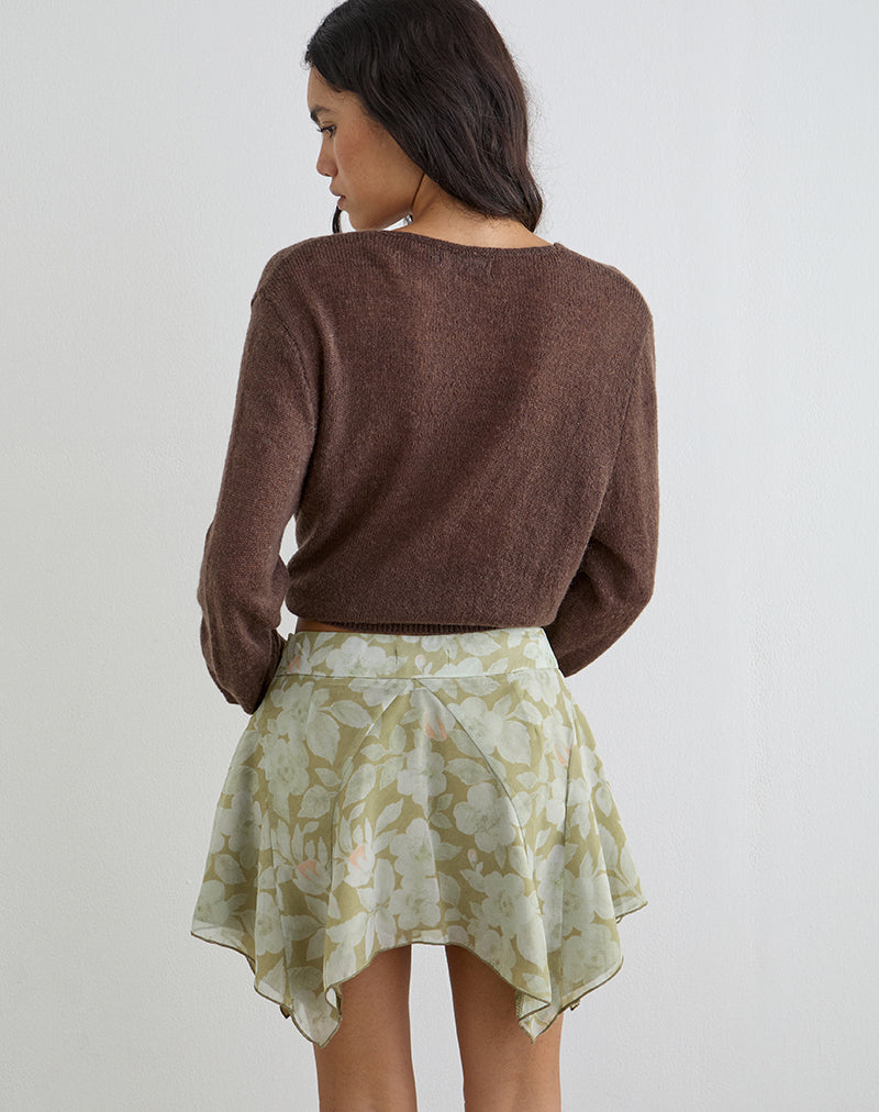 Image of Limina Drape Mini Skirt in Pale Flower Green