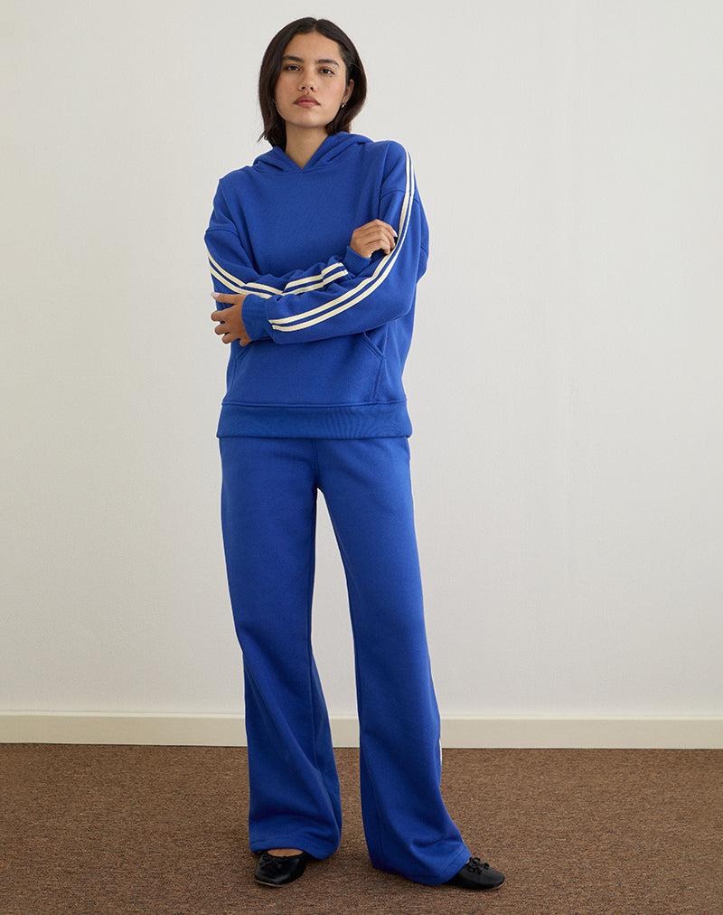 Oze Track Pant in Cobalt Blue with Buttermilk Binding