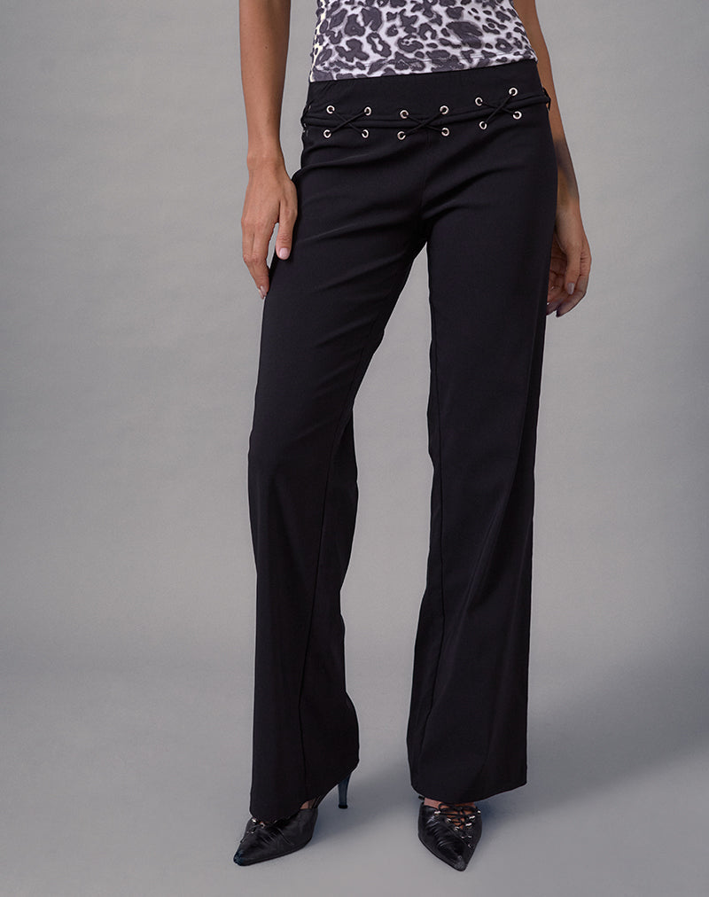 Image of Lirina Lace Up Trouser in Tailoring Black