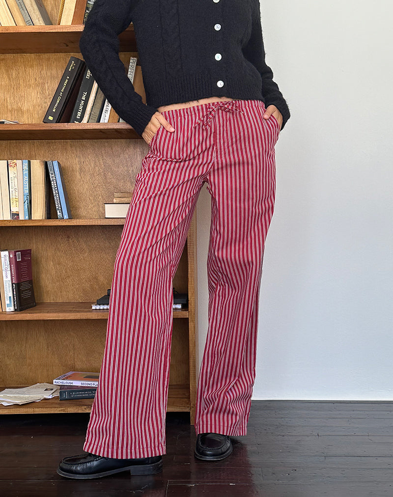 Lirura Casual Trouser in Maroon Stripe