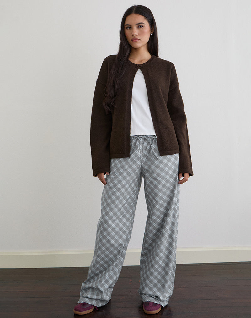 Lirura Trouser in Poplin Oblique Check Grey