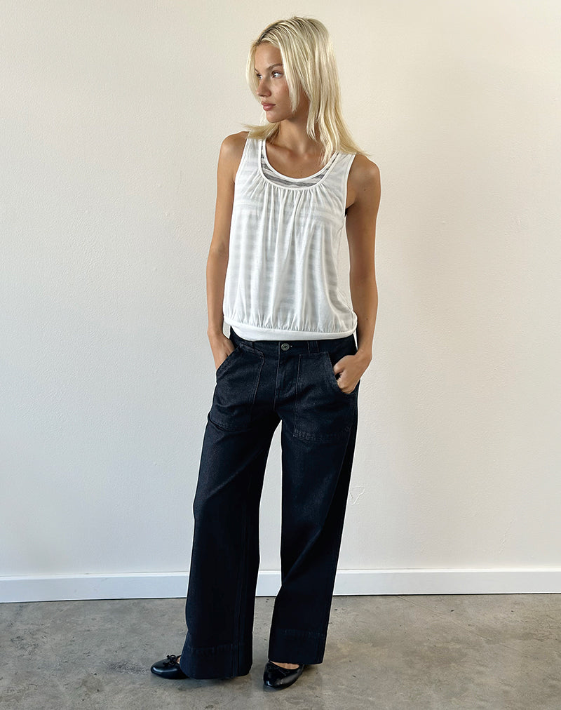 Image of Litzy Double Layer Top in Sheer Jersey Grey and White Stripe