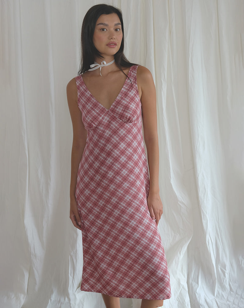 Image of Liva Midi Dress in Pink Tartan