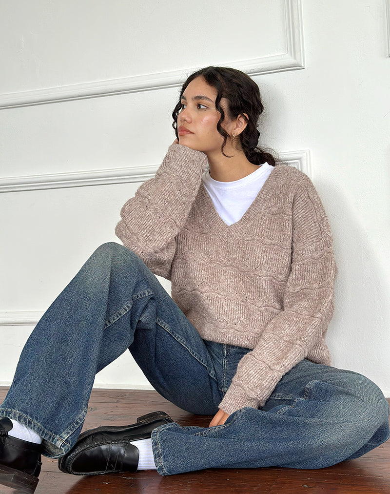 Loka Oversized Jumper in Almond