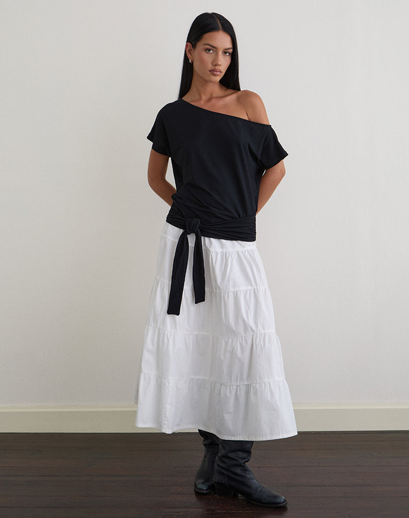 Image of Lola Tie Waist Top in Rayon Jersey Black