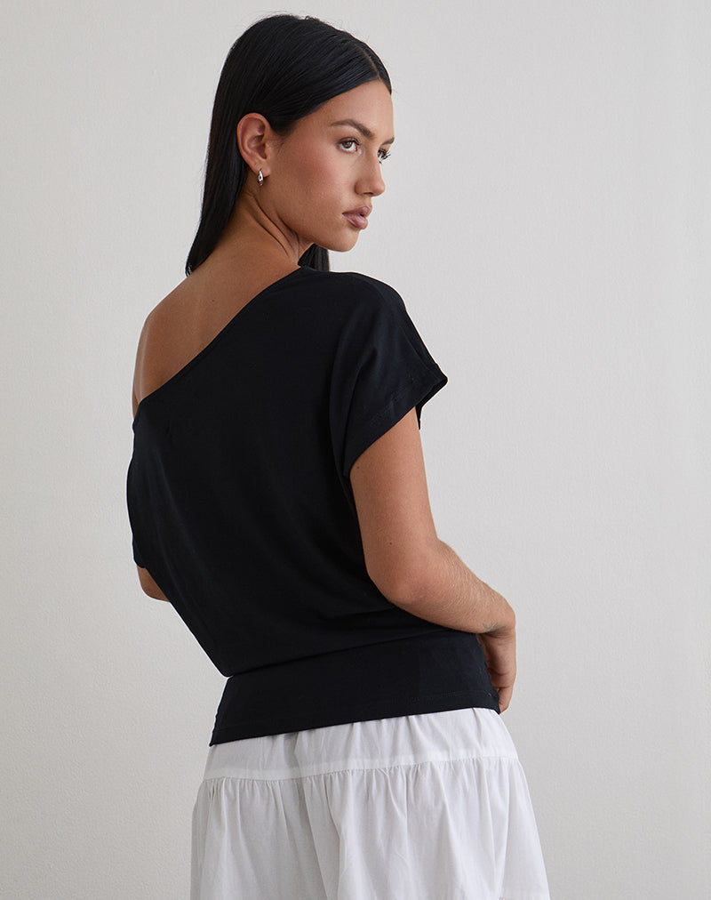 Image of Lola Tie Waist Top in Rayon Jersey Black