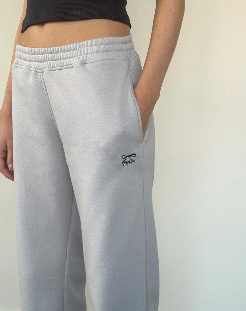 Image of Loose Jogger in Lunar Rock with Ocean Storm Bow Embroidery