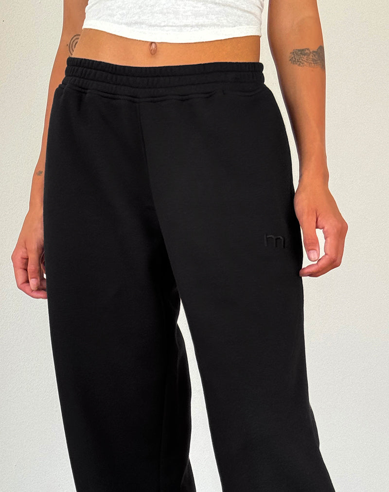 Image of Loose Jogger in Black with 'M' Embroidery
