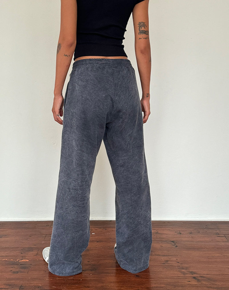 Image of Loose Jogger in Black Wash with Off White 'MOTEL' Embroidery