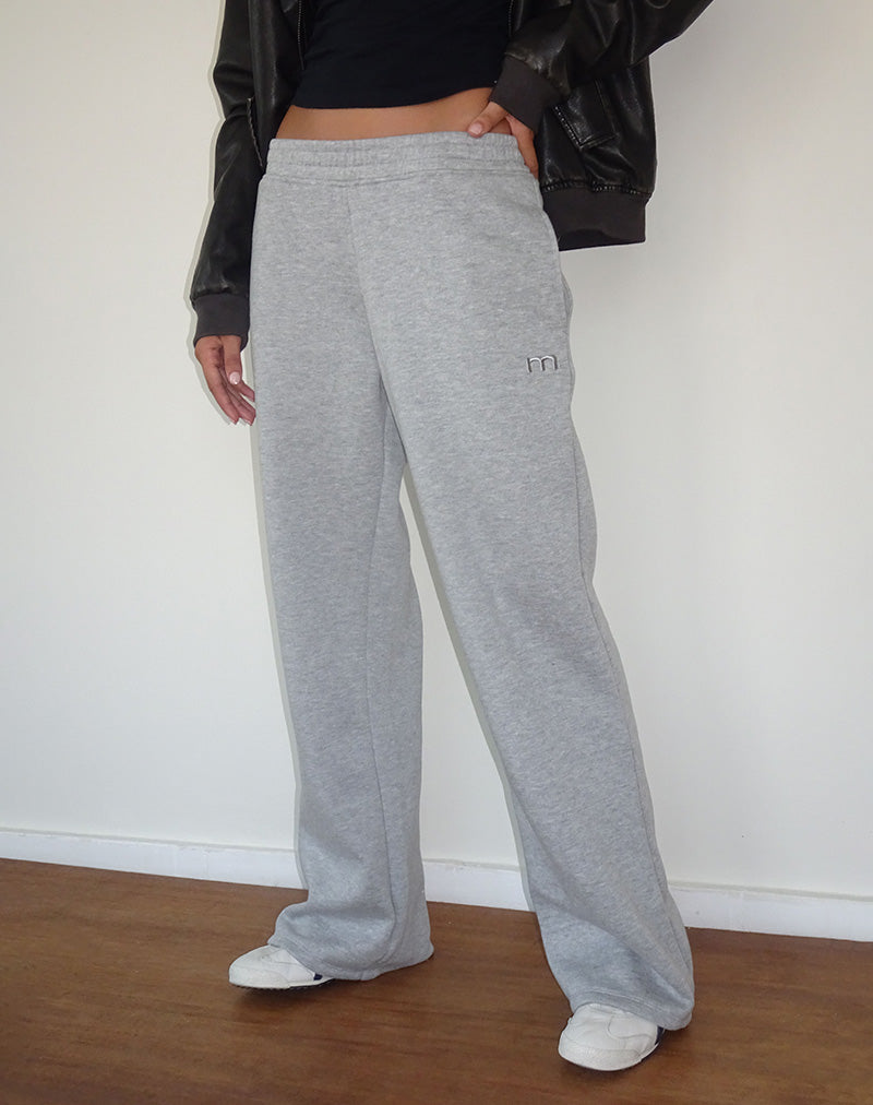 Loose Jogger in Grey Marl with M Embroidery