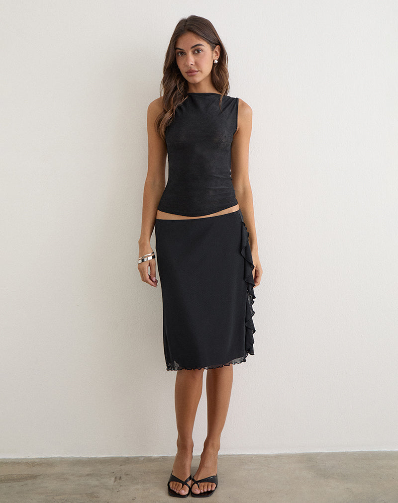 Asiki Midi Skirt in Mesh Black