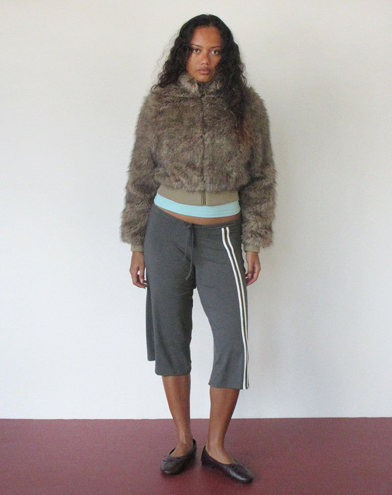 Image of Mino Capri Trouser in Charcoal Grey with Off White Binding